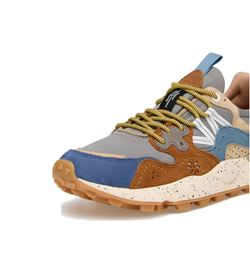 YAMANO 3 MAN Sneakers in suede e tessuto tecnico - Brown-deep petrol-light blue